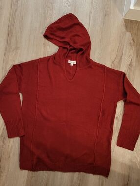 Divine Heart Red Knit Hoodie Sweater Women's XL oversized cozy core